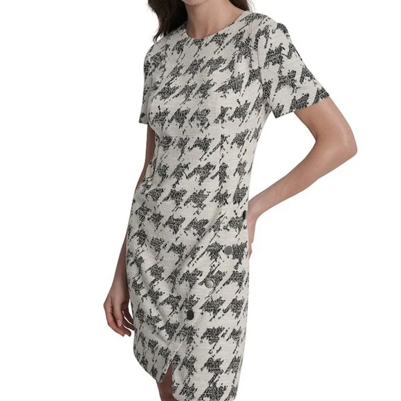 DKNY Elegant Black and White Houndstooth Dress - Picture 4 of 7